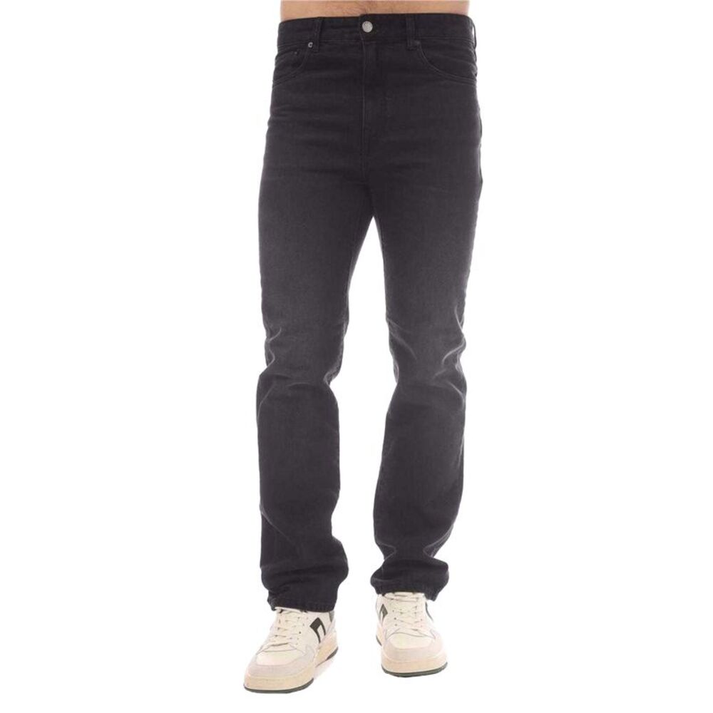 Belstaff Mens Leather Patch Straight Jeans / Black